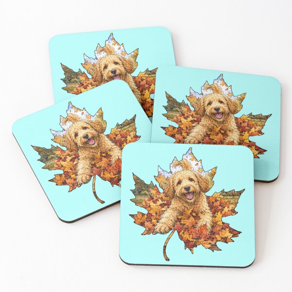 Item preview, Fall Labradoodle Dog Playing In Autumn Leaves designed and sold by Lion and Lamb Design.