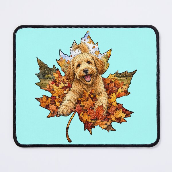 Item preview, Fall Labradoodle Dog Playing In Autumn Leaves designed and sold by Lion and Lamb Design.