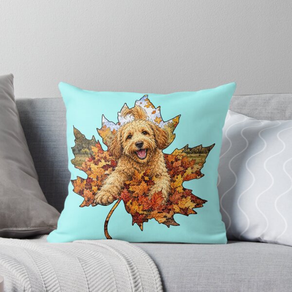 Item preview, Fall Labradoodle Dog Playing In Autumn Leaves designed and sold by Lion and Lamb Design.