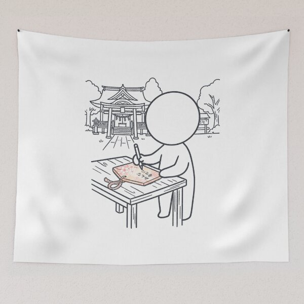 Item preview, Writing Wish on Ema Wooden Plaque - Japanese Shrine Culture Pictogram designed and sold by japan-picto.