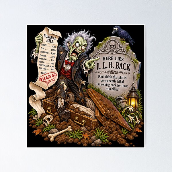 Item preview, ⚡HAUNTED TOMBSTONE COLLECTION - I.L.B. Back - dark version designed and sold by WheelieGdArt.