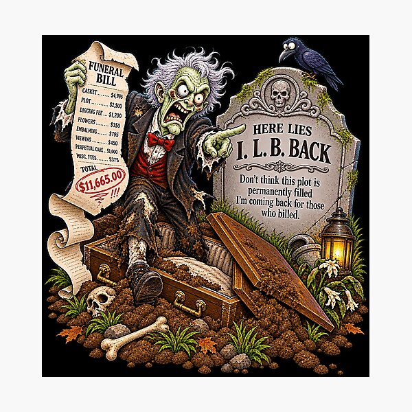 Item preview, ⚡HAUNTED TOMBSTONE COLLECTION - I.L.B. Back - dark version designed and sold by WheelieGdArt.