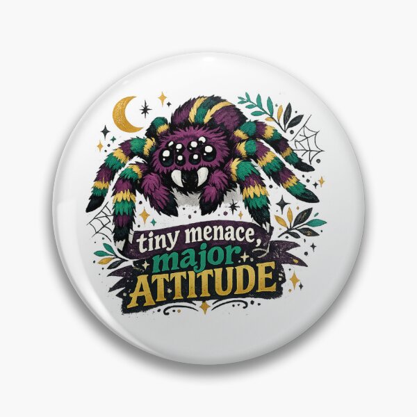 Item preview, Tiny Menace Major Attitude Cute Tarantula Spider Gothic Halloween Art designed and sold by inkoutninja.