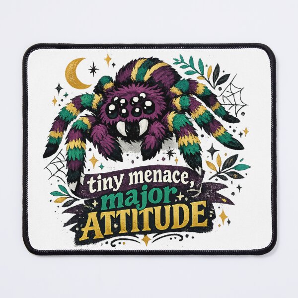 Item preview, Tiny Menace Major Attitude Cute Tarantula Spider Gothic Halloween Art designed and sold by inkoutninja.