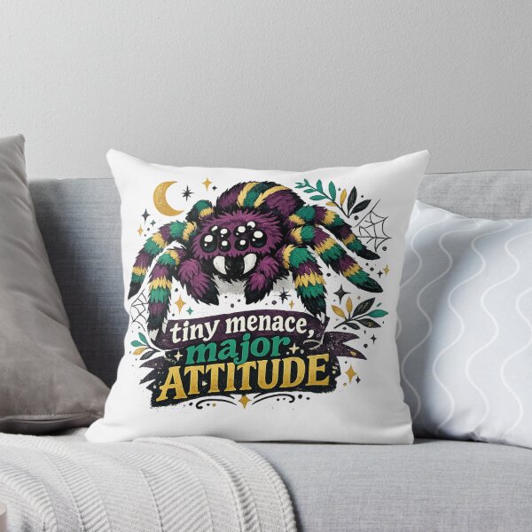 Item preview, Tiny Menace Major Attitude Cute Tarantula Spider Gothic Halloween Art designed and sold by inkoutninja.