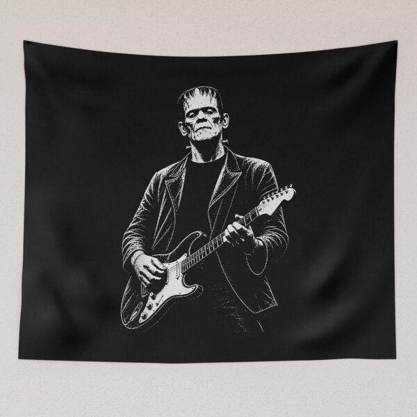 Item preview, Frankenstein vintage tocando la guitarra Halloween Frankenstein designed and sold by Daisy Grimes.