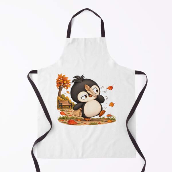 Artikelvorschau, Taro Penguin Autumn Walk with Falling Leaves | Cute Fall Penguin Art entworfen und verkauft von MrDev.