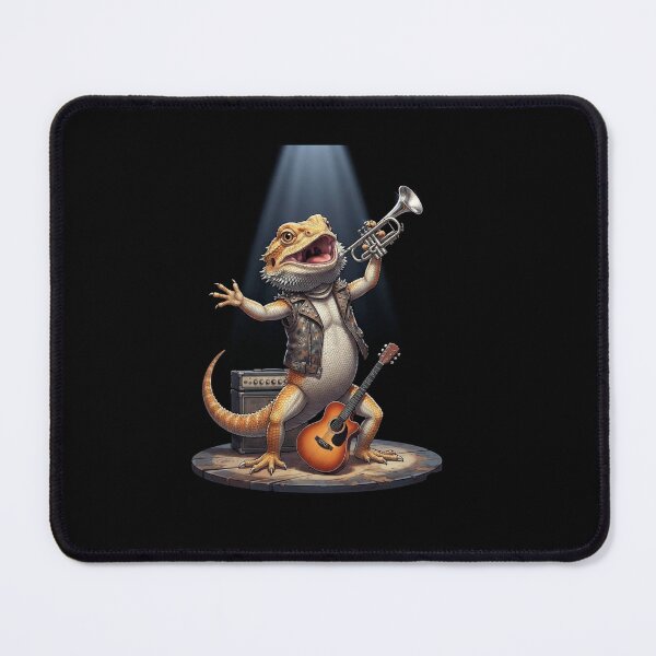 Item preview, Rockstar Bearded Dragon Playing Trumpet and Guitar designed and sold by Ostericaimusa.