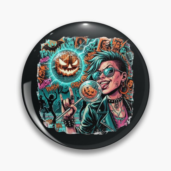 Item preview, Halloween Wicked Punk Lightning Disco Pumpkin designed and sold by Voodoo Store Paranormal Collections.