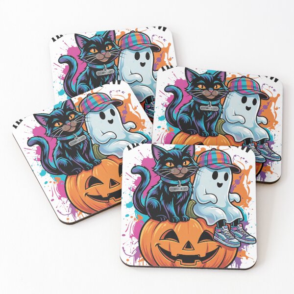 Item preview, Too Cool To Be Spooked Cute Ghost & Black Cat Design designed and sold by TUMBAJULCA.