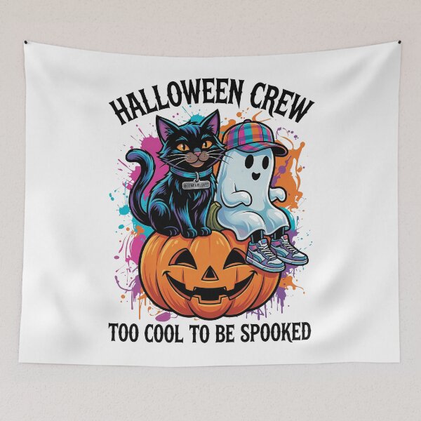 Item preview, Too Cool To Be Spooked Cute Ghost & Black Cat Design designed and sold by TUMBAJULCA.