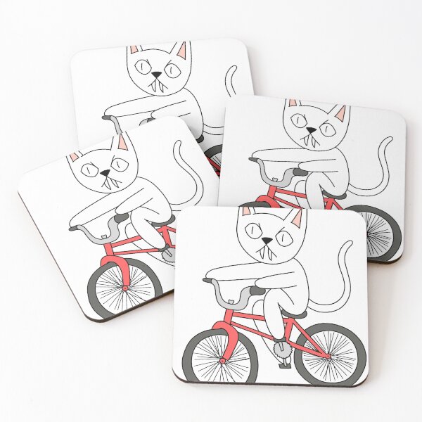 Item preview, mean cat bicycle - white designed and sold by motherbrainart.