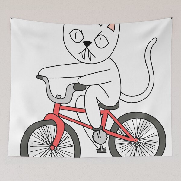 Item preview, mean cat bicycle - white designed and sold by motherbrainart.