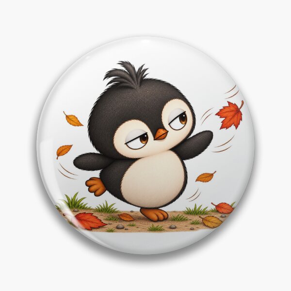 Artikelvorschau, Taro Penguin Playing in Autumn Leaves | Cute Fall Penguin Art entworfen und verkauft von MrDev.