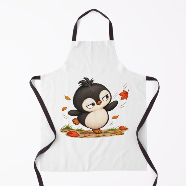 Artikelvorschau, Taro Penguin Playing in Autumn Leaves | Cute Fall Penguin Art entworfen und verkauft von MrDev.