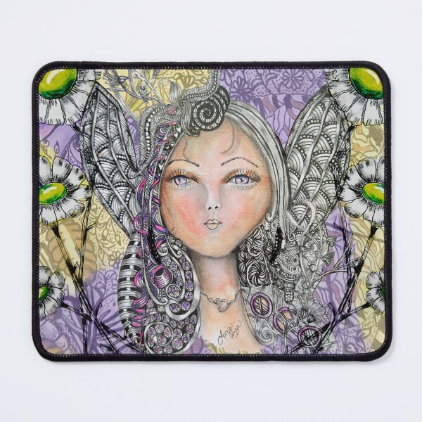 Item preview, Whimsical Zentangle Fairy Portrait – Hand Drawn designed and sold by LorieFossaArt.