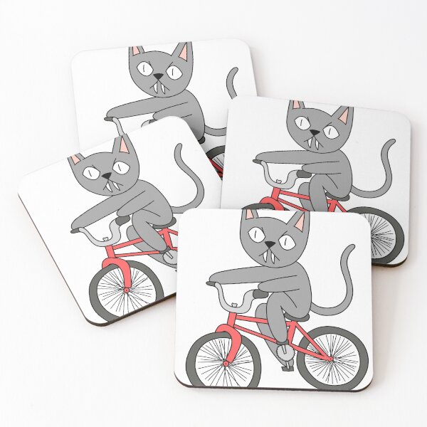 Item preview, mean cat bicycle - gray designed and sold by motherbrainart.