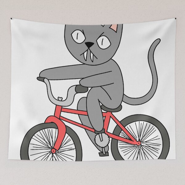 Item preview, mean cat bicycle - gray designed and sold by motherbrainart.