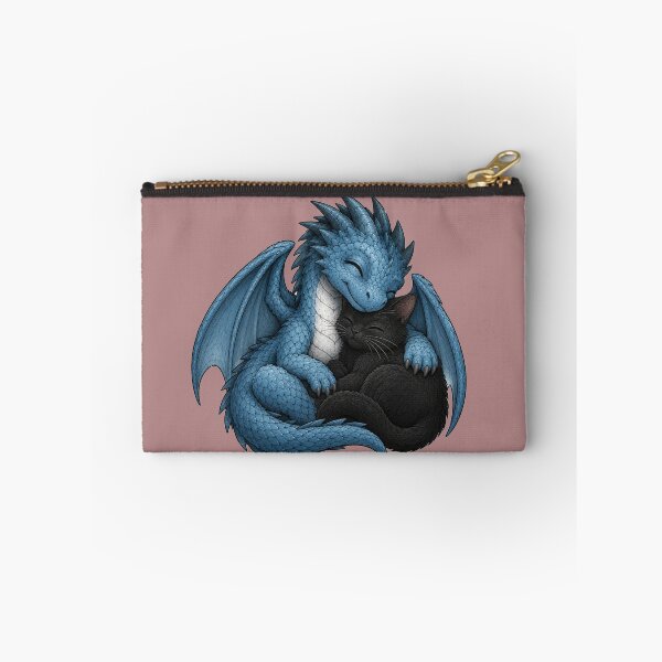 Item preview, Cute Blue Dragon Cuddling Black Cat Fantasy Art designed and sold by Hatchling Hollow.
