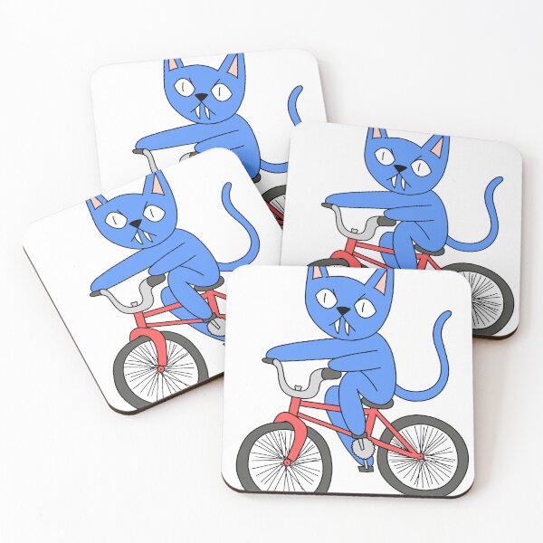 Item preview, mean cat bicycle - blue designed and sold by motherbrainart.