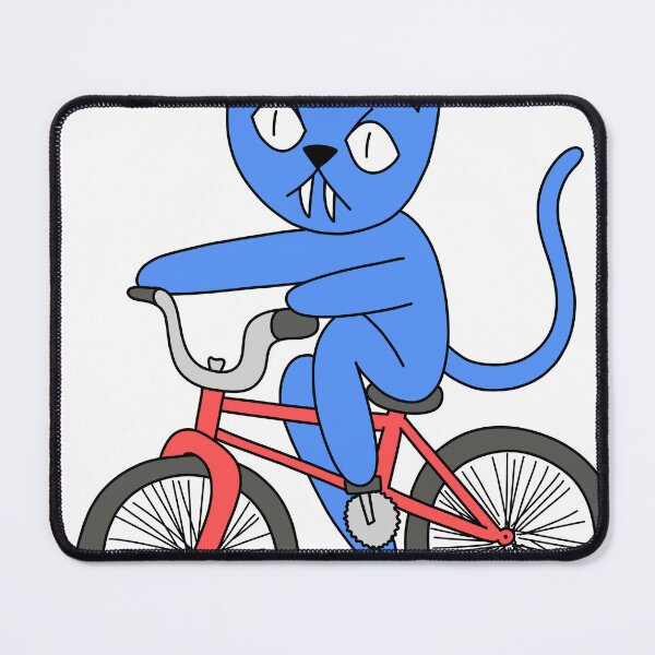 Item preview, mean cat bicycle - blue designed and sold by motherbrainart.
