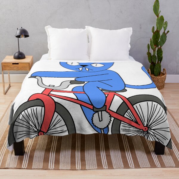 Item preview, mean cat bicycle - blue designed and sold by motherbrainart.