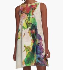 United Kingdom Watercolor Map A-Line Dress