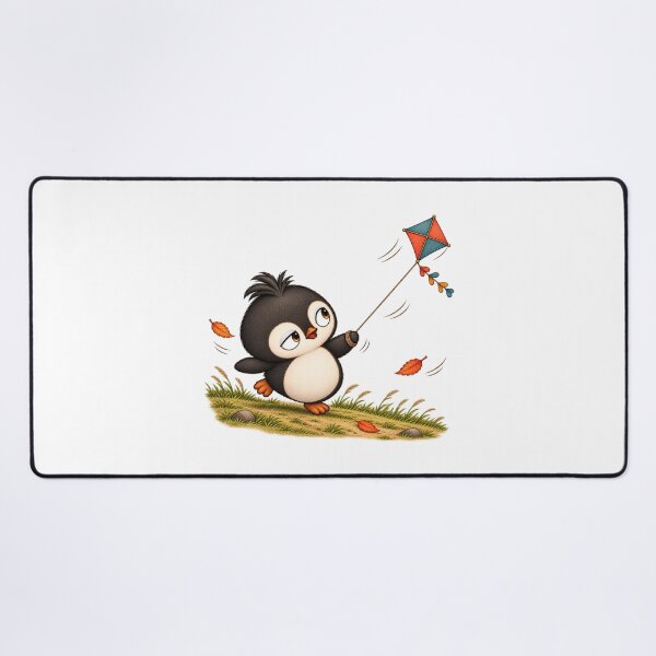 Item preview, Taro Penguin Flying a Kite Among Autumn Leaves | Cute Fall Art designed and sold by MrDev.