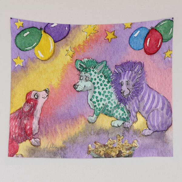 Item preview, Fancy fur party, Corgi dogs dressing up fun designed and sold by SusanAlisonArt.