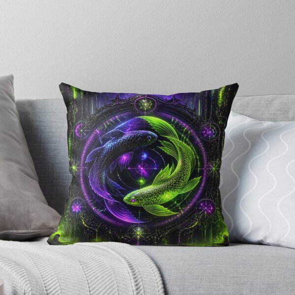 Item preview, Cyberpunk Pisces Zodiac - Neon Biomechanical Koi Fish designed and sold by LazyDayzCo.