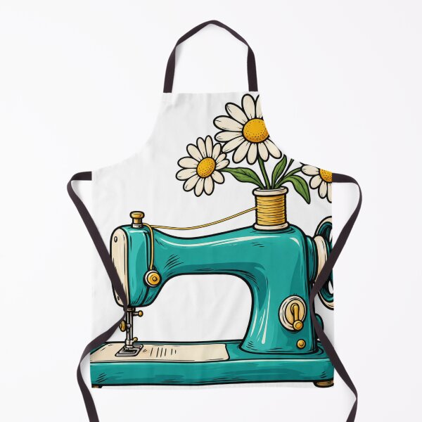 Aperçu de l'œuvre Hand Drawn Sewing Machine With Flowers créée et vendue par S06PMarketing.