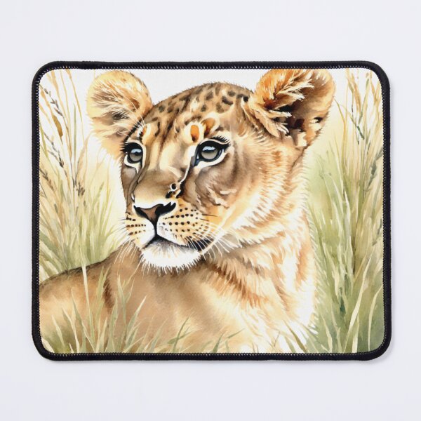 Item preview, Cute watercolor lion cub in tall grass designed and sold by Hackl20.