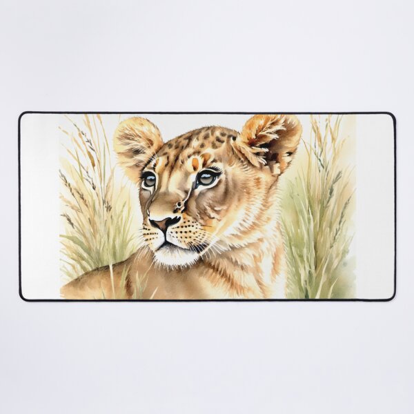 Item preview, Cute watercolor lion cub in tall grass designed and sold by Hackl20.