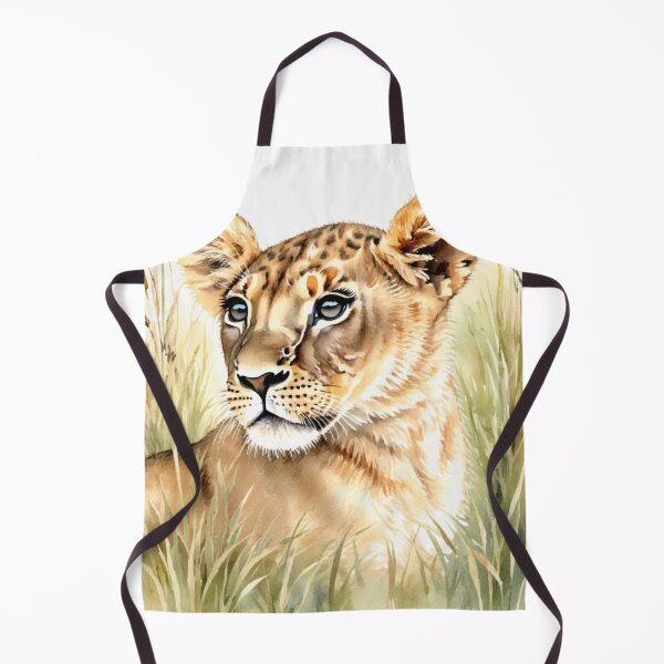 Item preview, Cute watercolor lion cub in tall grass designed and sold by Hackl20.