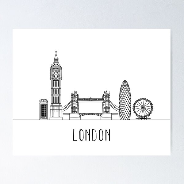Item preview, London Skyline Minimalist Line Art designed and sold by MinimalLine.