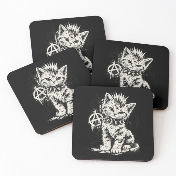 Item preview, Punk Rock Cat Mohawk Spiked Collar Anarchy Symbol Design designed and sold by SEINENGAPPI8.