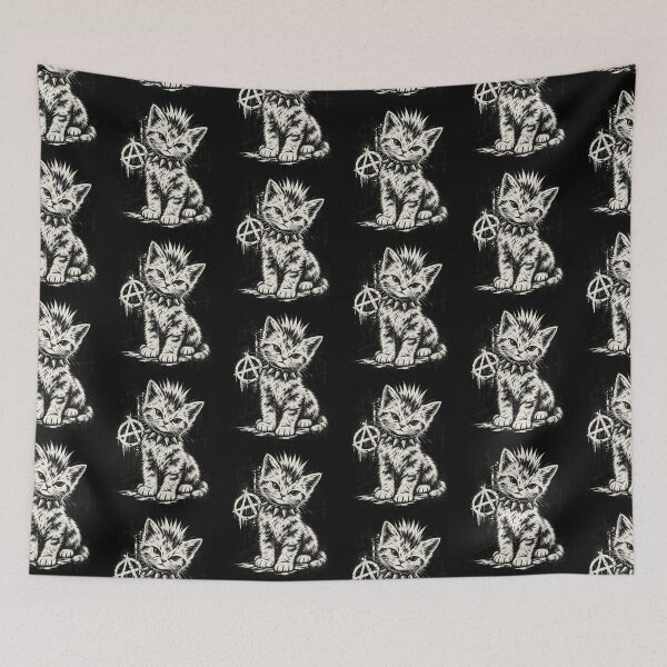 Item preview, Punk Rock Cat Mohawk Spiked Collar Anarchy Symbol Design designed and sold by SEINENGAPPI8.