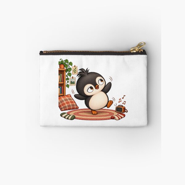 Item preview, Taro Penguin Dancing to Music on a Cozy Rug | Cute Autumn Home Art designed and sold by MrDev.