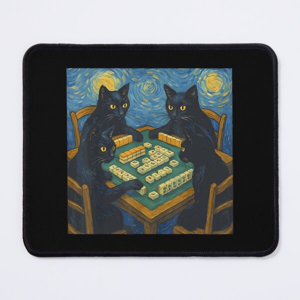 Item preview, Van Gogh Starry Night Cat Playing Mahjong Chinese Tile Game designed and sold by huyongton.