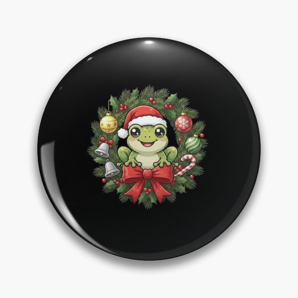 Item preview, Cute Christmas Frog in Festive Evergreen Holiday Wreath designed and sold by MiALopezArt.