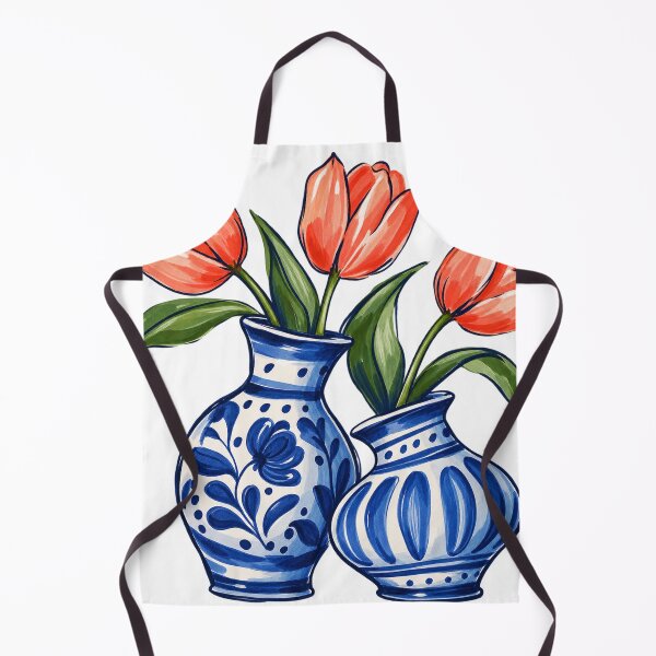 Aperçu de l'œuvre Hand Drawn Ceramic Vases With Tulips créée et vendue par S06PMarketing.