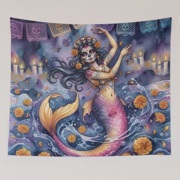 Item preview, Dia de los Muertos Mermaid designed and sold by Bellewood222.