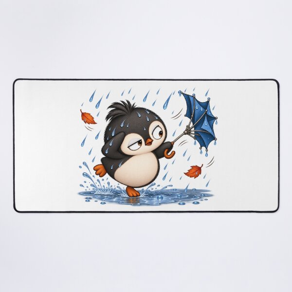 Item preview, Taro Penguin in the Rain with Umbrella | Cute Rainy Day Penguin Art designed and sold by MrDev.