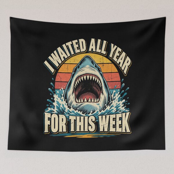 Item preview, I Waited All Year For This Week Retro Shark Ocean Design designed and sold by SEINENGAPPI12.