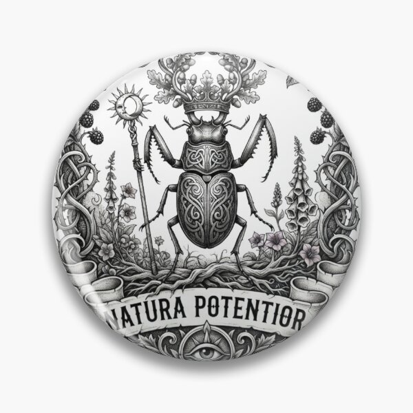 Item preview, Natura Potentior Vintage Botanical Insect Emblem designed and sold by RoyalDeluxGo.