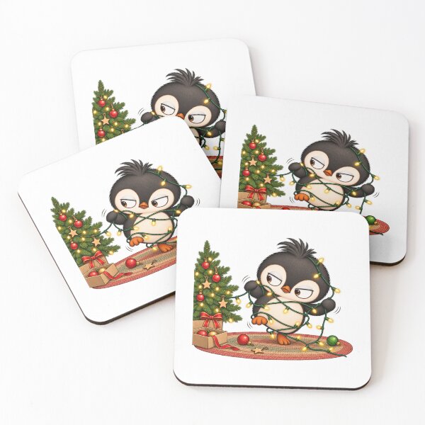 Item preview, Cute Christmas Penguin Tangled in Christmas Lights | Funny Holiday Penguin Art designed and sold by MrDev.