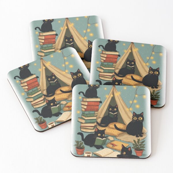 Item preview, Cozy Black Cats Book Club designed and sold by InkShiftLabs.