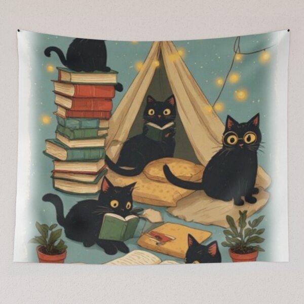 Item preview, Cozy Black Cats Book Club designed and sold by InkShiftLabs.
