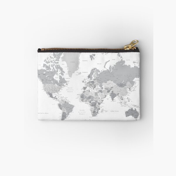 Item preview, Where to next world map with cities in grayscale designed and sold by blursbyai.