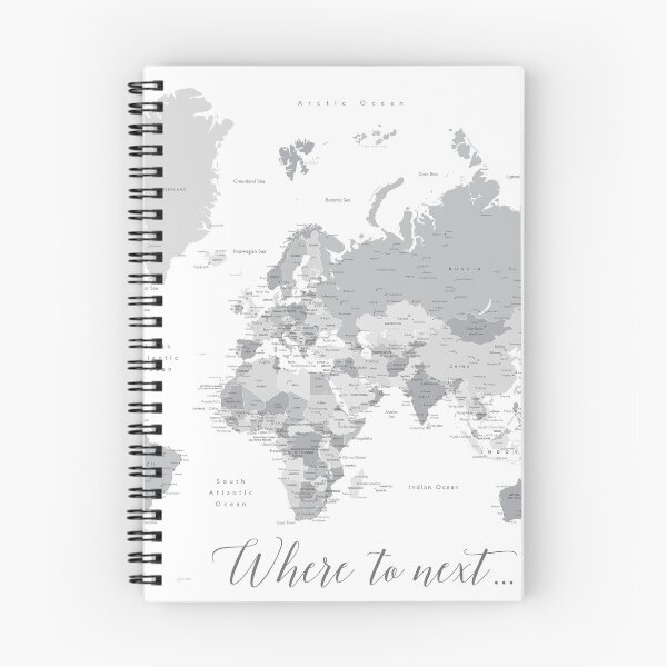 Item preview, Where to next world map with cities in grayscale designed and sold by blursbyai.